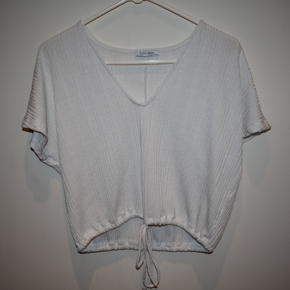 Zara White Tie up Crop
